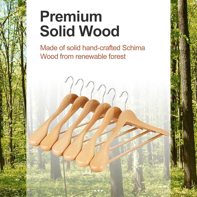 TOPIA HANGER Wide Shoulder Wooden Hangers, Suit Hangers - Image 6