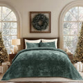 EVERGRACE Velvet Quilt Set King Size, Luxurious Soft Striped Channel Bedding Set by EverGrace