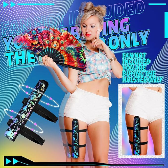 Summer Rave Fan Thigh Holster Rave Fan Holder Folding Hand Pouch Foldable - Image 5