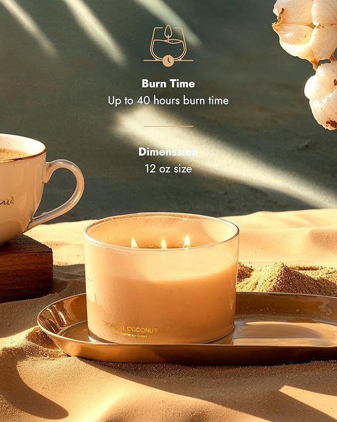 96NORTH Luxury Coconut Soy Candle | Large 3 Wick Jar Candle | Up to 50 Hours - Image 3