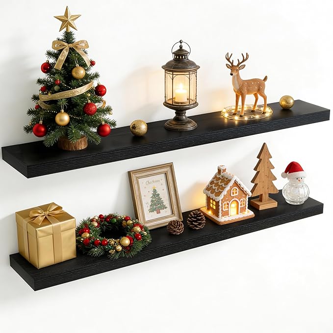 55 Inch Floating Shelves for Wall, 8 Inch Deep Floating Shelf for Storage & by Axeman