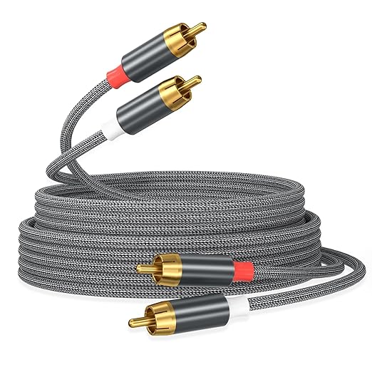 AGVEE 6.6ft RCA Cable, 2 RCA Male Thickened Six Claws Plug Stereo Auxiliary by AGVEE