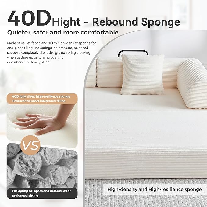 Convertible Folding Mattress Couch, 5-in-1 Futon Sofa - Image 7