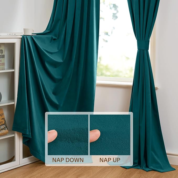 StangH Velvet Blackout Curtains Teal - Image 4