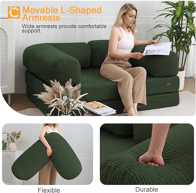 COMAX 4‑in‑1 Futon Sofa Bed Queen – Floor Foldable Convertible Sofa Couch - Image 7