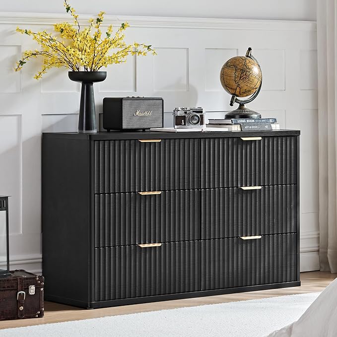 LEYAOYAO 48" Wide Fluted Dresser and 3 Drawers 23" Nightstand Set of 2 - Image 5