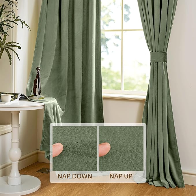 StangH Sage Green Velvet Curtains - Image 4