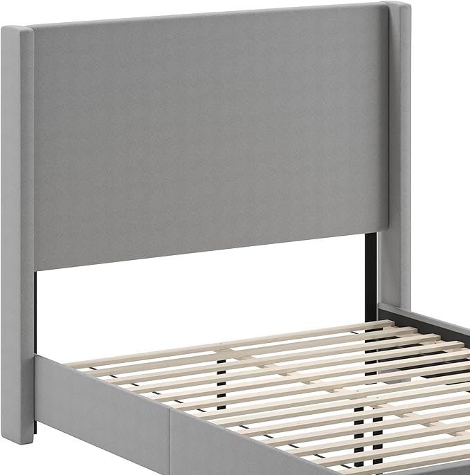 EMMA + OLIVER Nora Queen Size Faux Linen Upholstered Platform Bed - Image 9