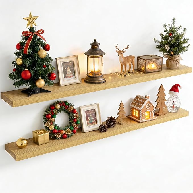 72 Inch Floating Shelves for Wall, 8 Inch Deep Floating Shelf for Storage & by Axeman