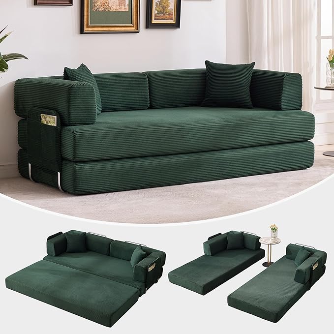 Garvee 5-in-1 Convertible Sofa Bed, 78.8" Modular Corduroy Sleeper - Image 9