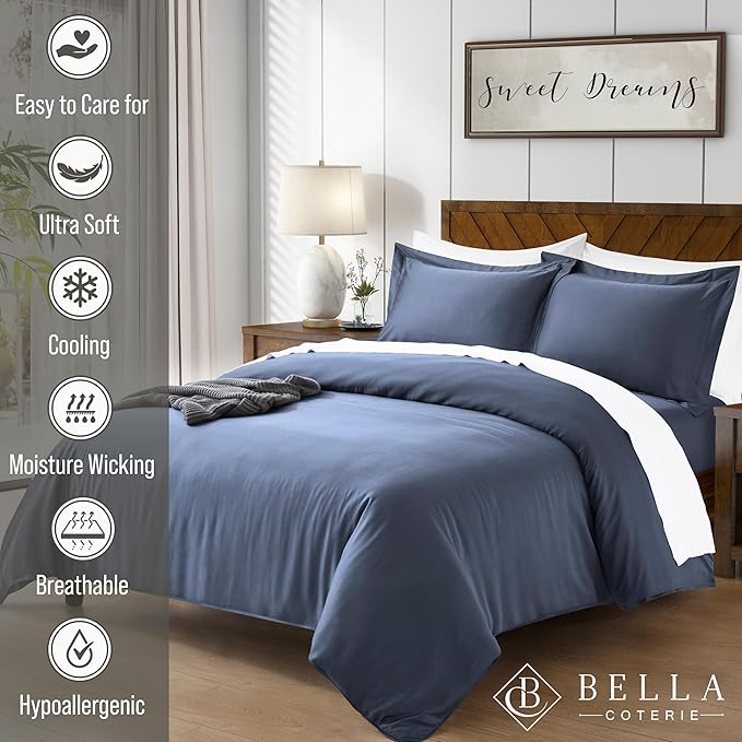 Bella Coterie Luxury Bamboo Viscose California King Size Duvet Cover Set | 100% - Image 2