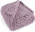 Chunky Knit Throw Blanket 50"X 60", 100% Handmade by LONGCREATE
