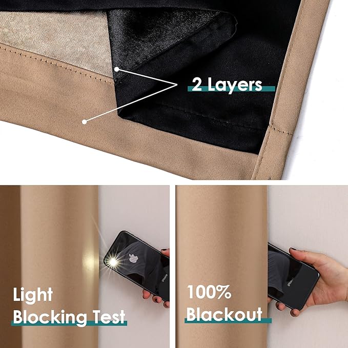 ChrisDowa 100% Blackout Curtains 102 inch Long - Image 4