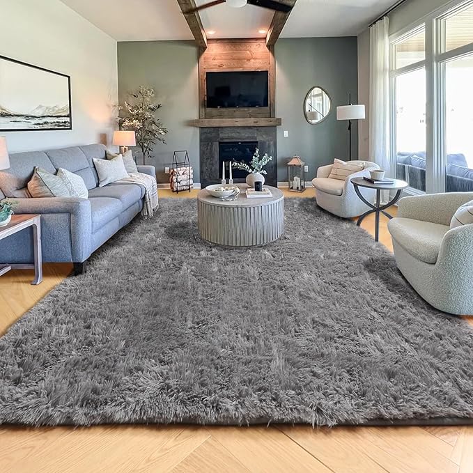 PAGISOFE Grey Fluffy Rugs for Bedroom 4x6 Area Rug Shag Rug for Kids Room Furry - Image 9