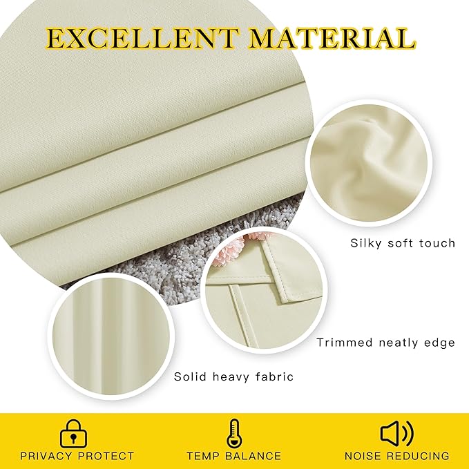 NICETOWN Room Darkening Beige Curtains 102 inches Long 2 Panels Burg, Grommet - Image 4