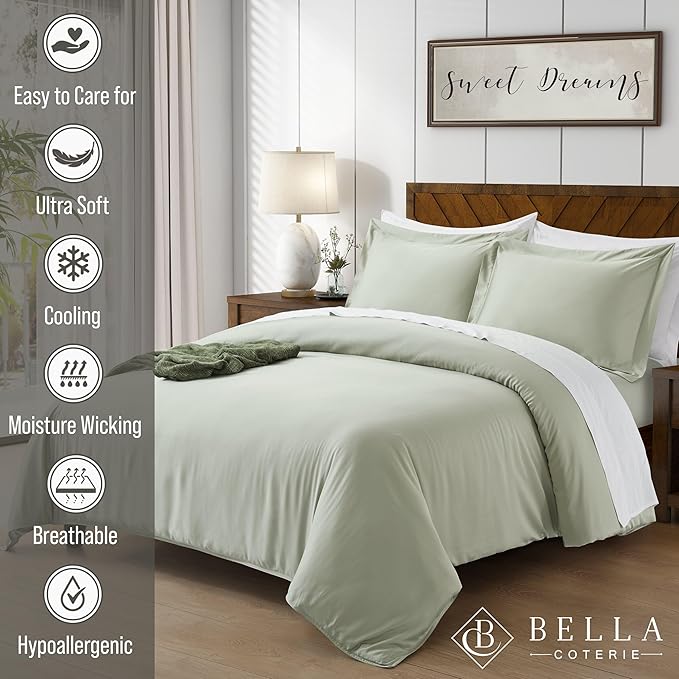 Bella Coterie Luxury Bamboo Viscose Queen Size Duvet Cover Set | 100% - Image 2
