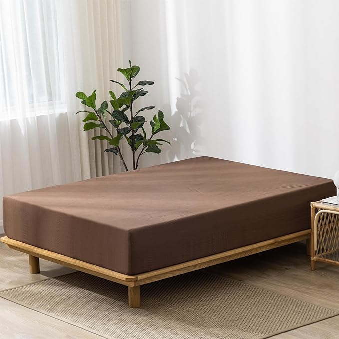 MooMee Fitted Bottom Sheet Only 100% Washed Cotton Linen Like Textured - Image 3