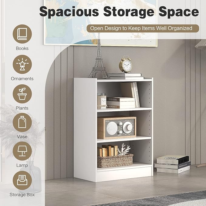 LOKO 3-Tier Open Bookcase, Modern 3-Cube Bookshelf - Image 8