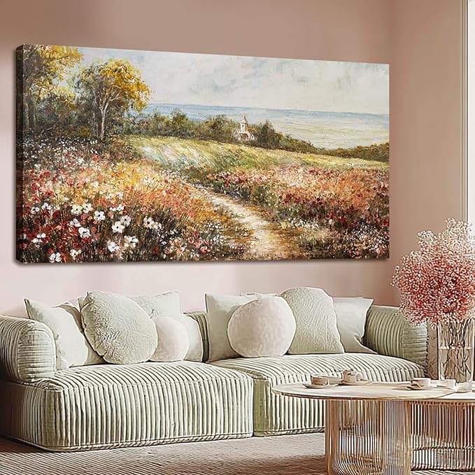 YETHEN WAL Wildflower Meadow Landscape Wall Art by Unknown