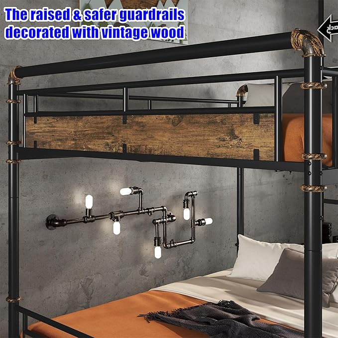 Upgraded & Stronger Heavy Duty Metal Queen Over Queen Bunk Bed - Image 5