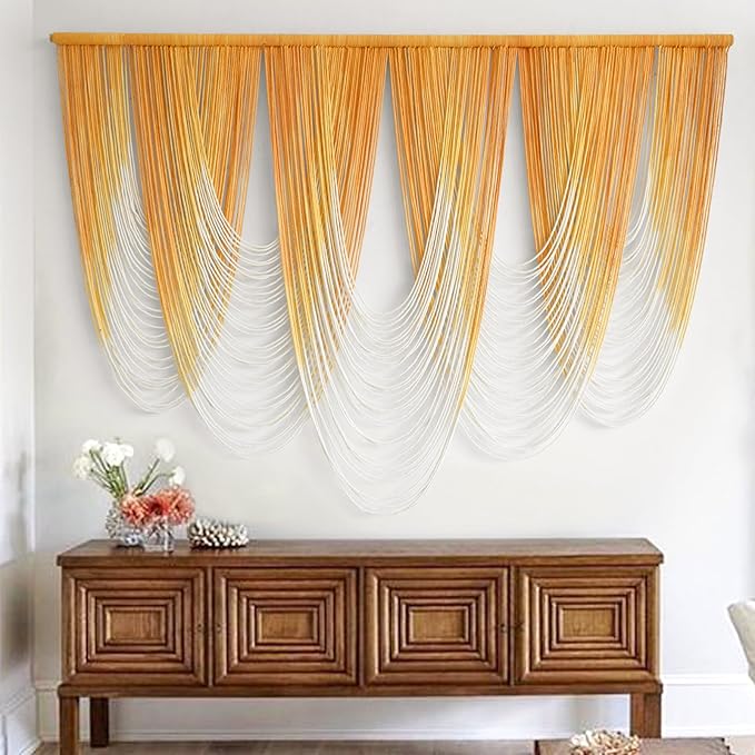 IOWER Macrame Wall Hanging Large Yellow Yarn Tapestry Headboard Decor Handmade by IOWRE