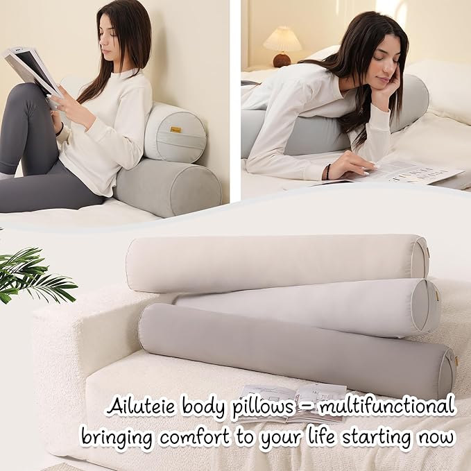 Long Pillow for Bed – Round Bolster Pillow for Adults, Body Pillow for Sleeping - Image 7