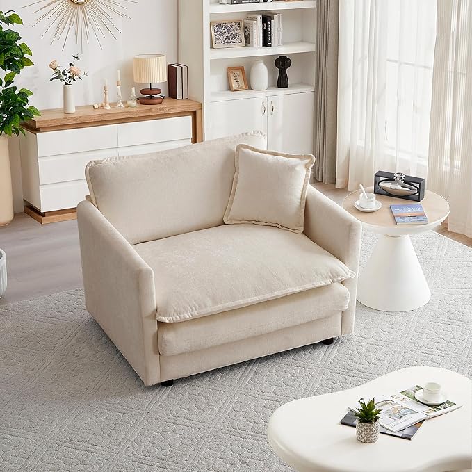 mikibama 41.4" W Single Seat Sofa, Chenille Comfy Deep Upholstered Couch by Mikibama