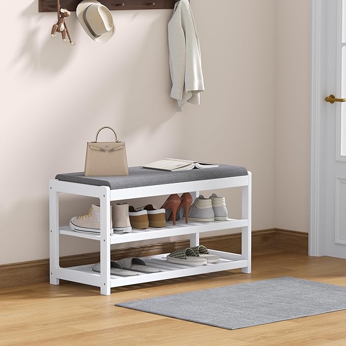 Shoe Bench Entryway, 100% Solid Solid Wood Shoe Rack Bench - Image 8