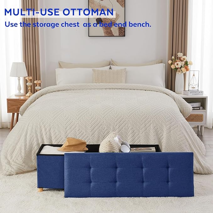 BRIAN & DANY 43 Inches Folding Storage Ottoman Bench, Ottoman - Image 6