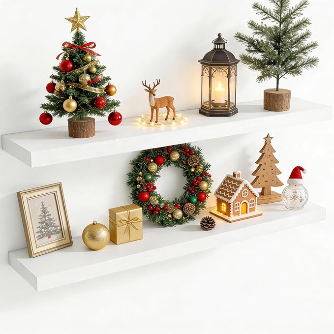 48 Inch Floating Shelves for Wall, 8 Inch Deep Floating Shelf for Storage & by Axeman