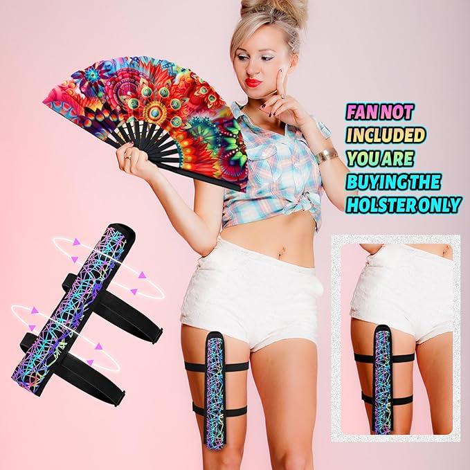 Summer Rave Fan Thigh Holster Rave Fan Holder Folding Hand Pouch Foldable - Image 6