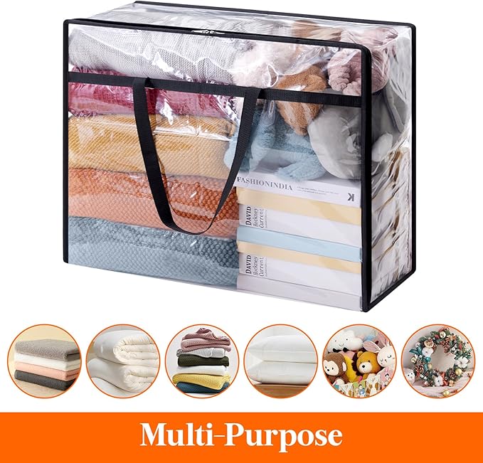 Lifewit 4 Pack Clear Clothes Storage Bags, 95L Plastic Blanket Storage Bag - Image 4