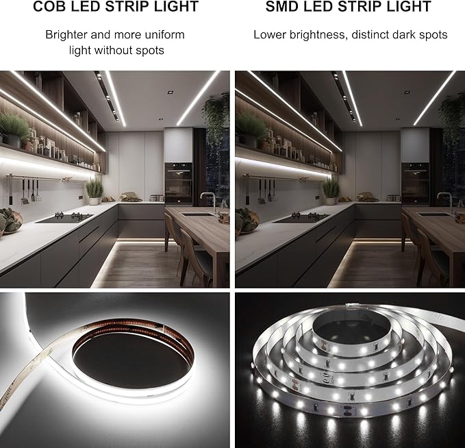 COB LED Strip 5m, 16.4ft LED Strip Lights, Touch Dimmable LED Strips, 6000K - Image 6
