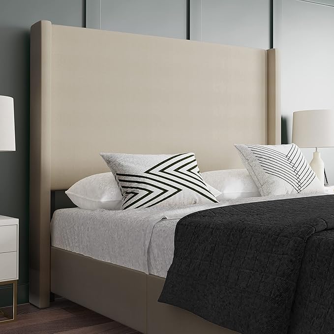 EMMA + OLIVER Nora Queen Size Faux Linen Upholstered Platform Bed - Image 6