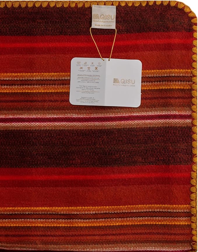 QISU Alpaca Wool Blanket Throw | Large, Variegated | 85 x 65 inches | Ultra-Soft - Image 5