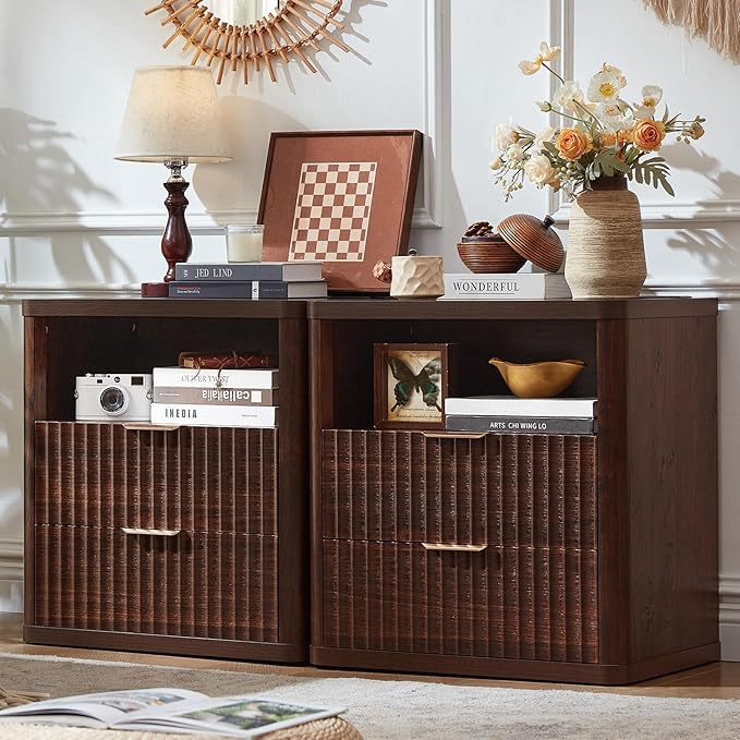 LEYAOYAO Fluted Farmhouse Nightstand Set of 2 by LEYAOYAO-Findtheshiningpointofyourideallife%EF%BC%81