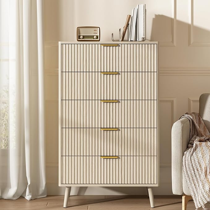 CARPETNAL Fluted 5 Drawers Dresser - Image 3