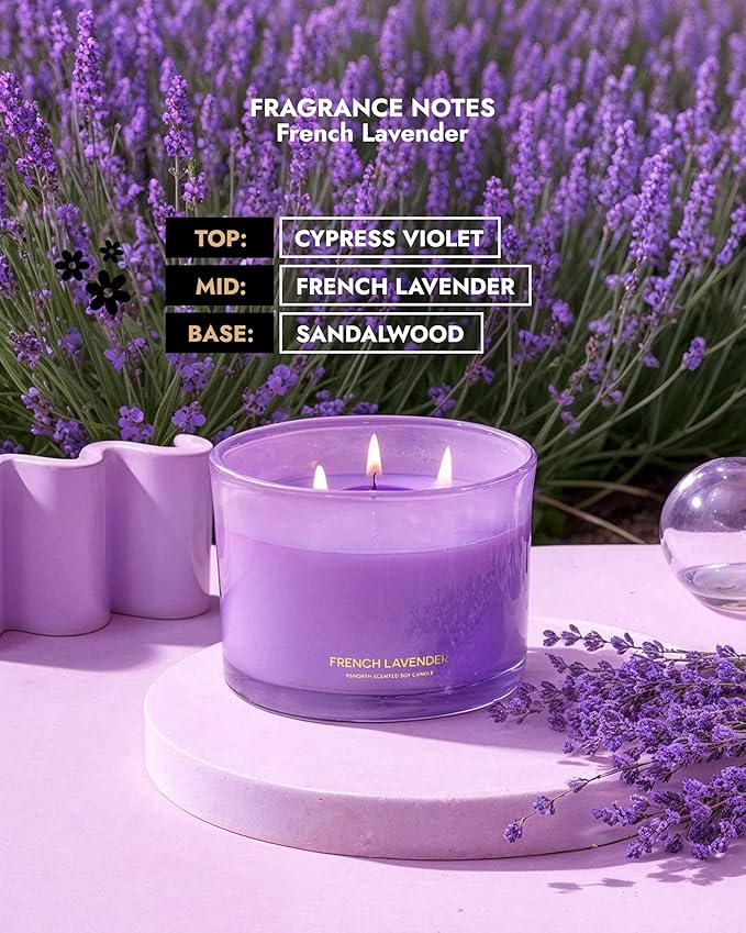 96NORTH Luxury Lavender Soy Candle | Large 3 Wick Jar Candle | Up to 50 Hours - Image 4