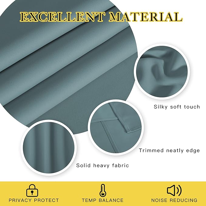 NICETOWN Blackout Curtains 72 inches Long, Grommet Privacy Window Treatment - Image 2