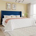 SHA CERLIN King Size Velvet Upholstered Platform Bed Frame by SHACERLIN
