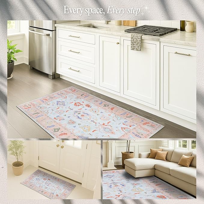 Fame Rugs Modern Oushak Rug 3x5, Washable Vintage Turkish Colorful Oriental - Image 5