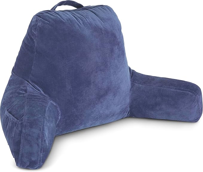 Husband Pillow Dark Blue, Original Reading Pillow in Bed Rest Chair, Shredded by HusbandPillow