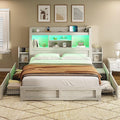 AMERLIFE Queen Bed Frame with 4 Storage Drawer, LED Bed Frame with 49.6" Tall by AMERLIFE