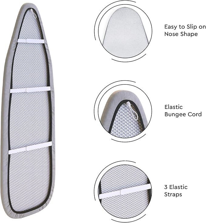 Encasa XO Ironing Board Cover and Pad 49"x18" - 4mm Felt & 2mm Foam Metallized - Image 5