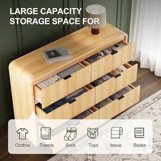 FURSUN Fluted 6 Drawers Dresser - Image 3
