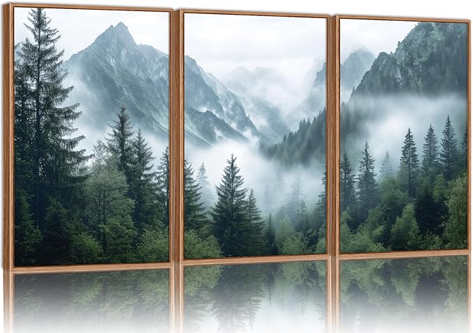 YeeHomedec Large Mountain Framed Canvas Wall Art, Mordern Calming Forest Wall by Unknown