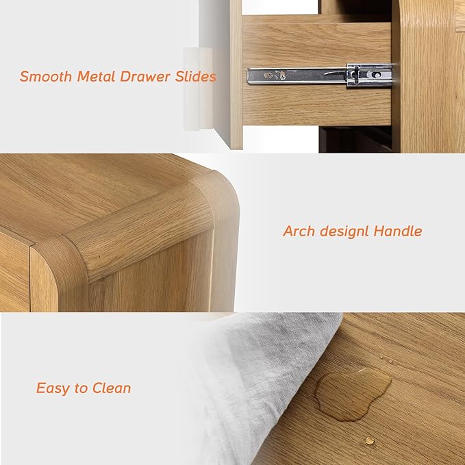 WAMPAT Modern 3 Drawer Nightstand, 31.5" Tall Nightstand - Image 7