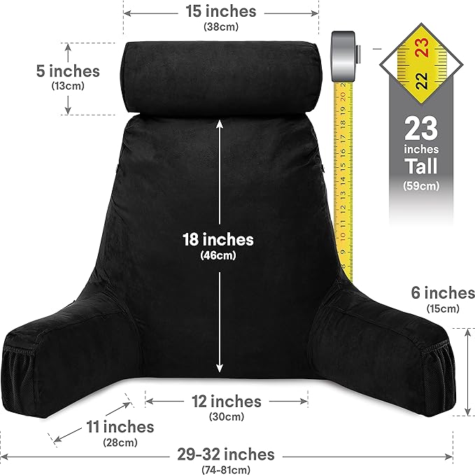 Husband Pillow Medium Aspen Edition Stable Black, Sit Up Reading & Bed Rest - Image 3