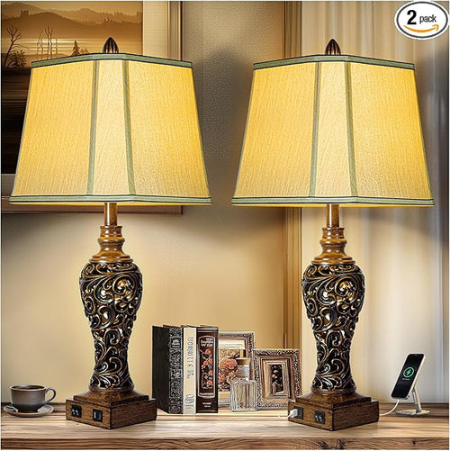 28.5'' Tall Farmhouse Vintage Table Lamp Set of 2 by LuxSightCollection
