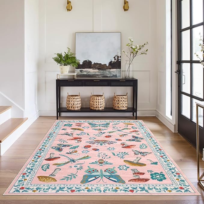 Mushroom Insect Washable Rug 5x7 Area Rugs - Image 2